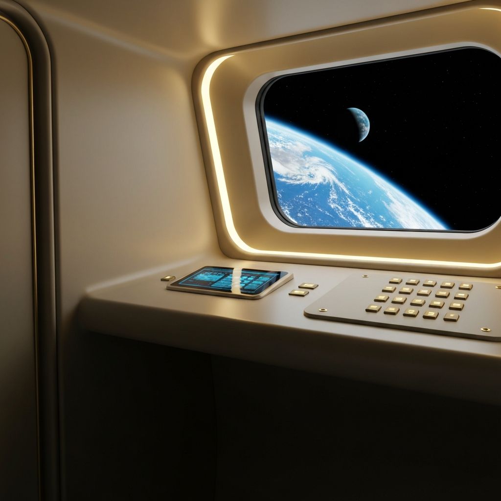 Communication console inside a lunar habitat